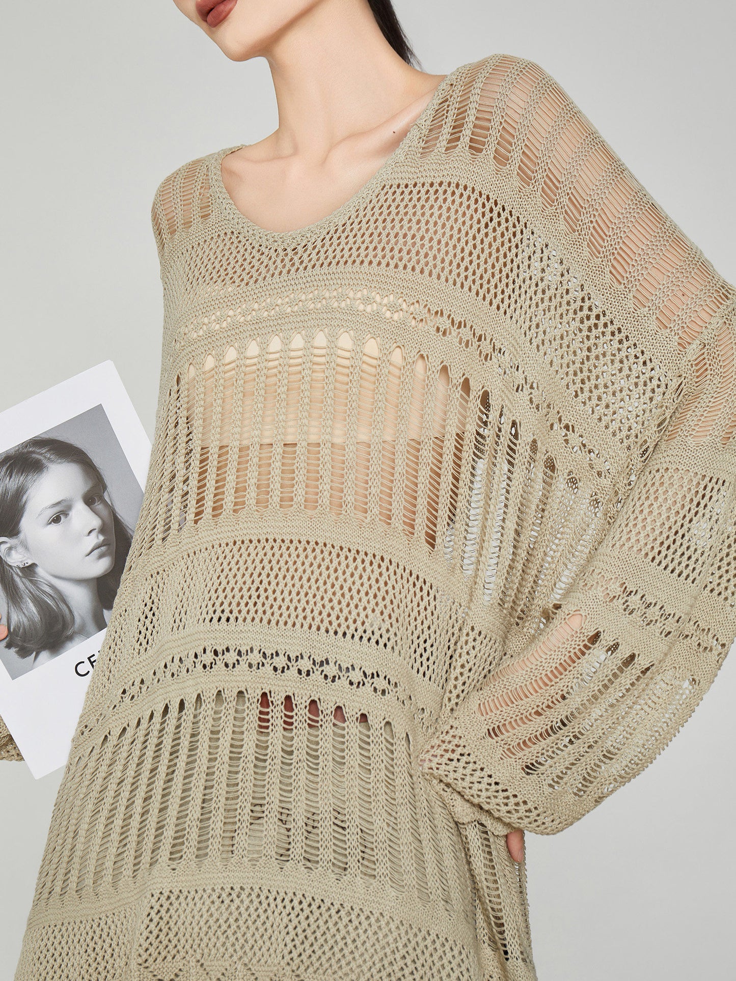 Sheer Oversized Knit Top FER0361