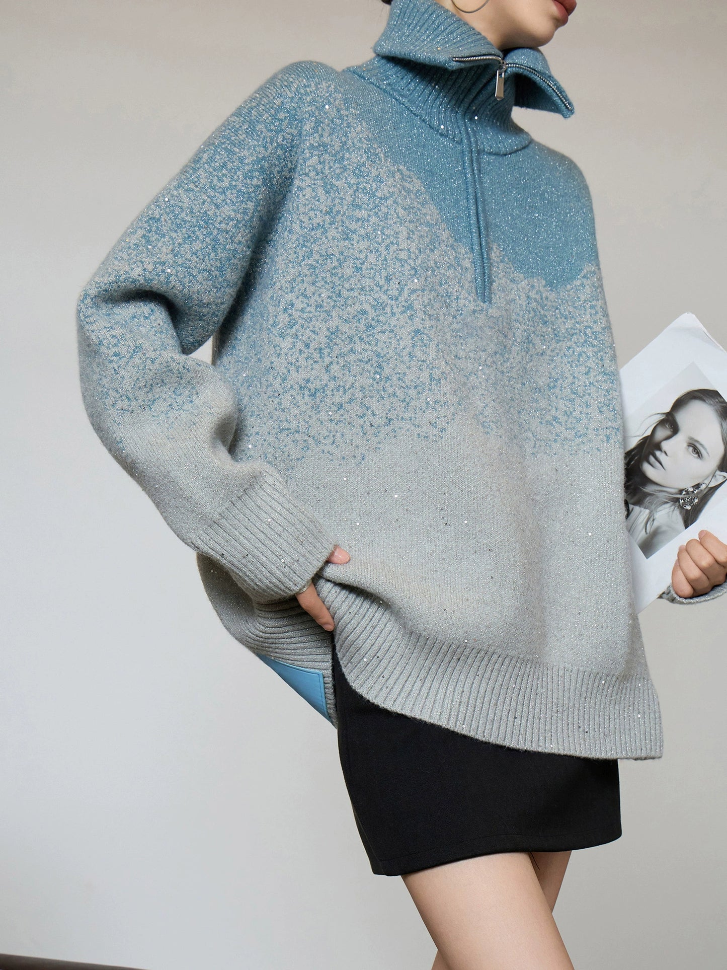 Half-Zip Gradient Knit Top SUY0006