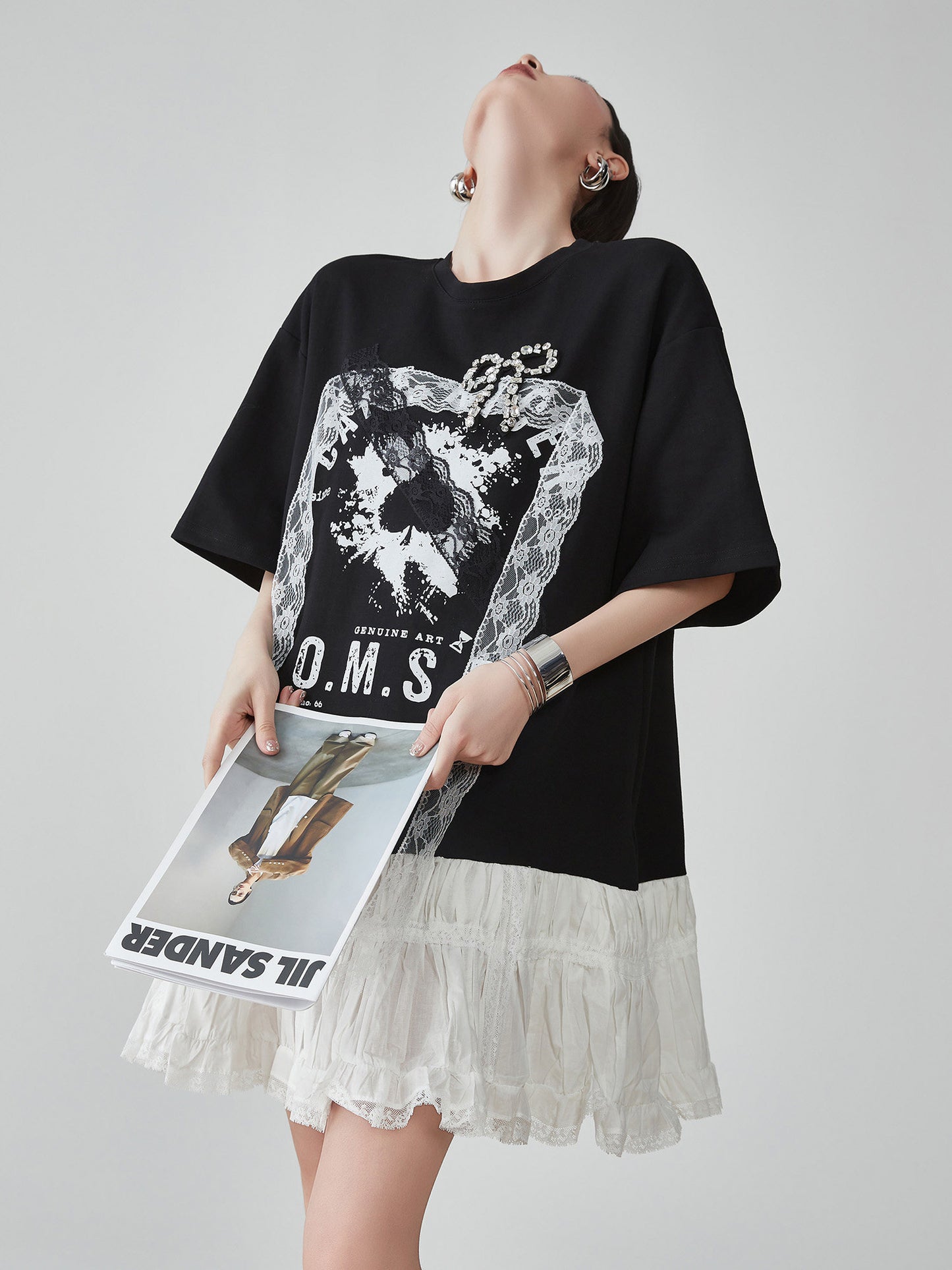 Lace Docking T-Shirt Dress FER0188