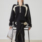 Color-Contrast Collared Long-Sleeve / Casual Wide Pants  FER0378