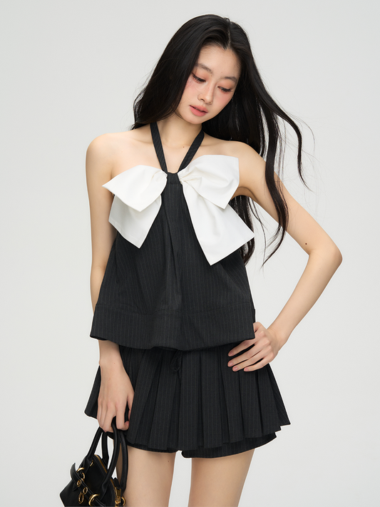 White Ribbon Halterneck Camisole PUC0019
