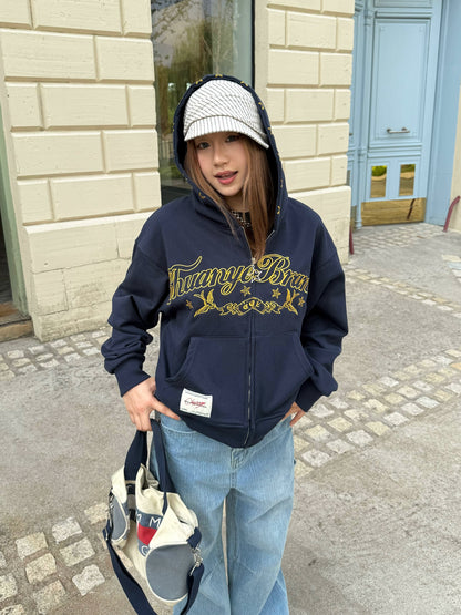 Logo Embroidered Zip-Up Hoodie CYE0057