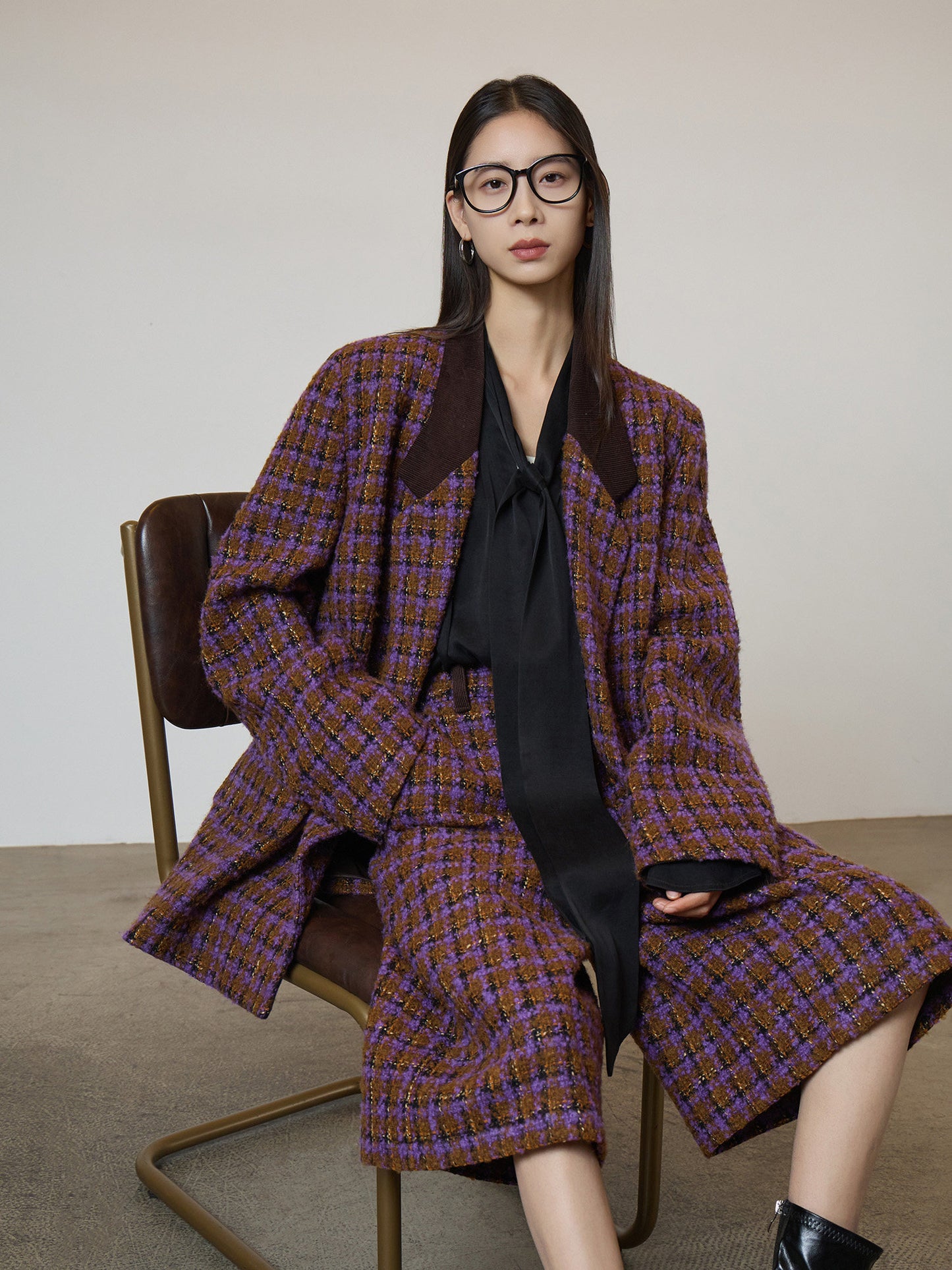 Tweed Plaid Blazer / Half Pants SUY0018