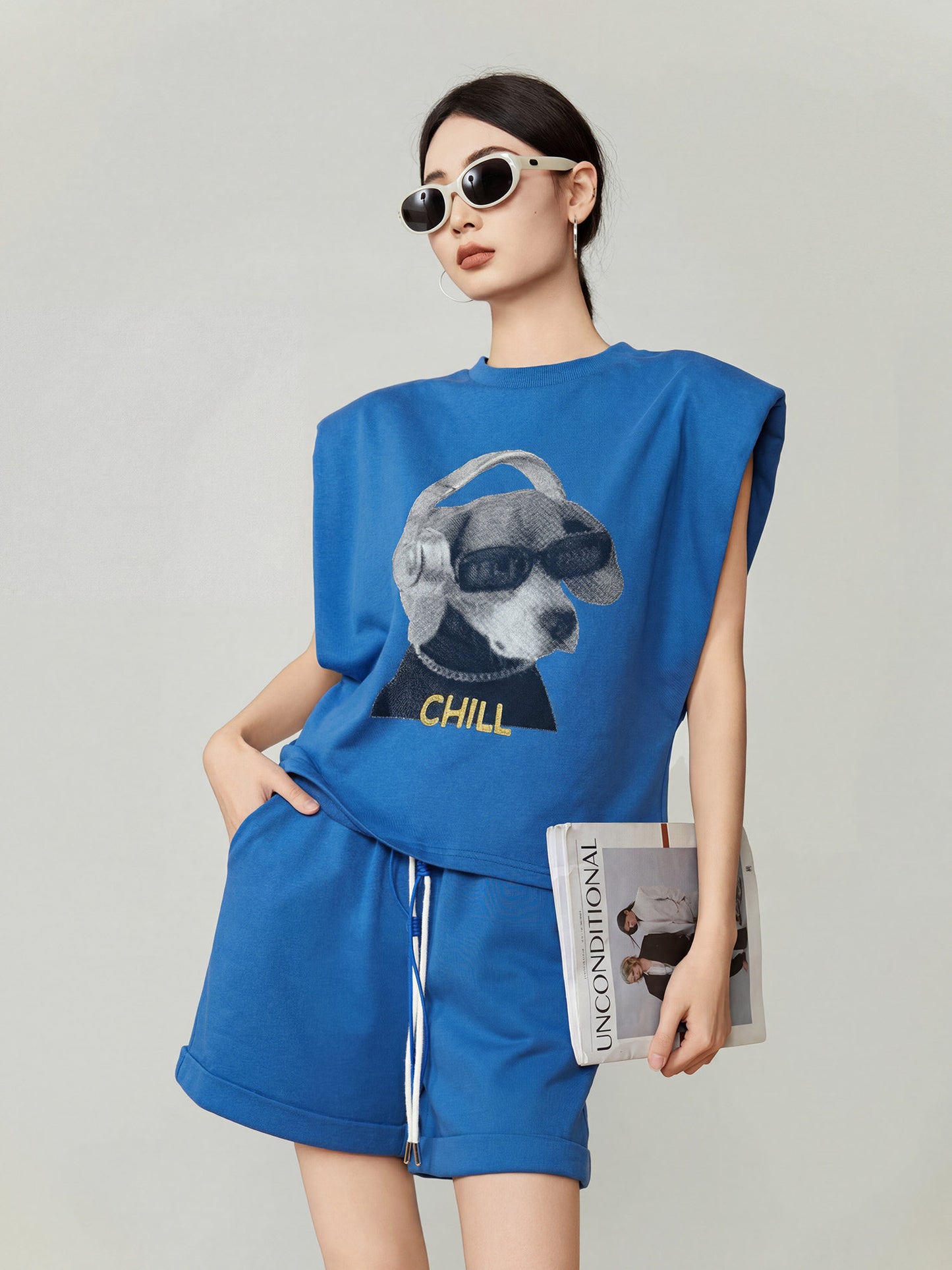 Dog Print Sleeveless Top / Shorts FER0322