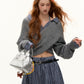 Front Wrap Knit Top/Gingham Check Skirt ASG0074