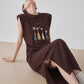 Brown Sleeveless Maxi Dress FER0301