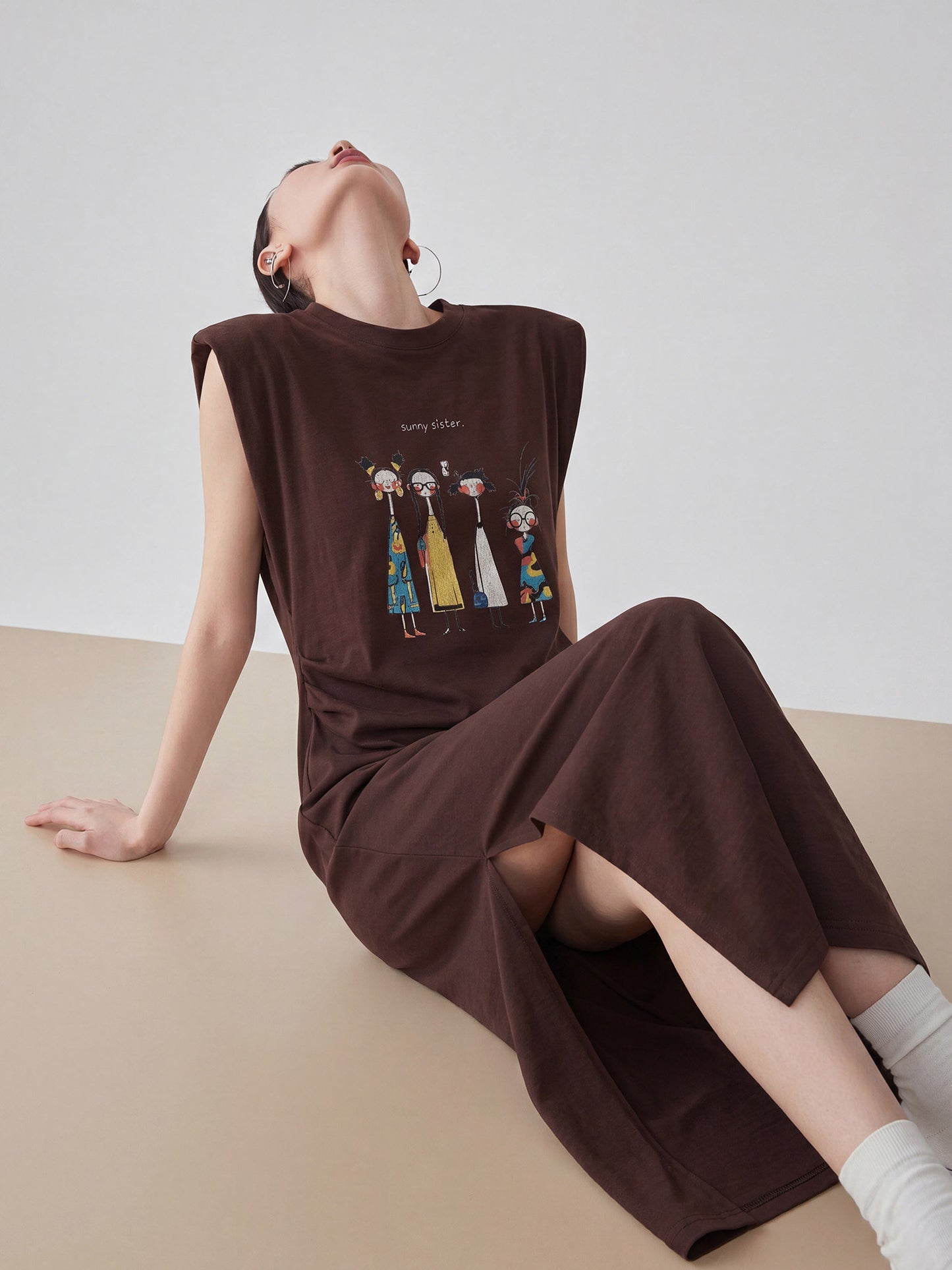 Brown Sleeveless Maxi Dress FER0301