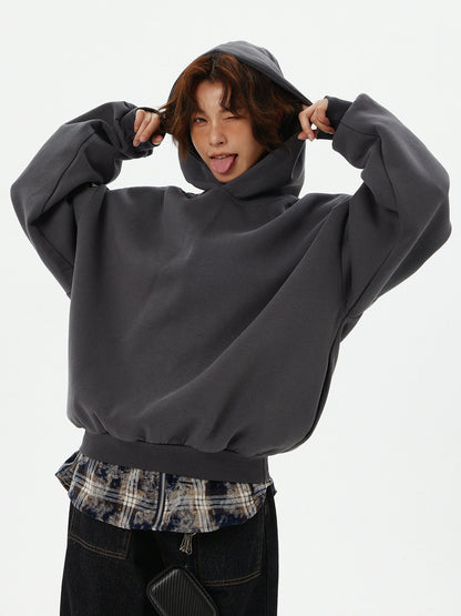 Oversized Leather Patch Design Hoodie HGX0043