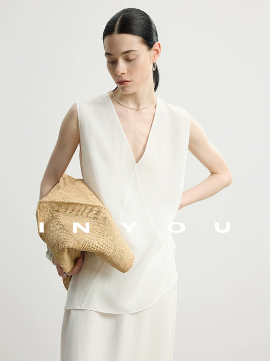 V-Neck Linen Tank Top / High Waisted Skirt IWY0013