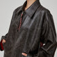 Cat Patch Embroidery Leather Jacket FER0062