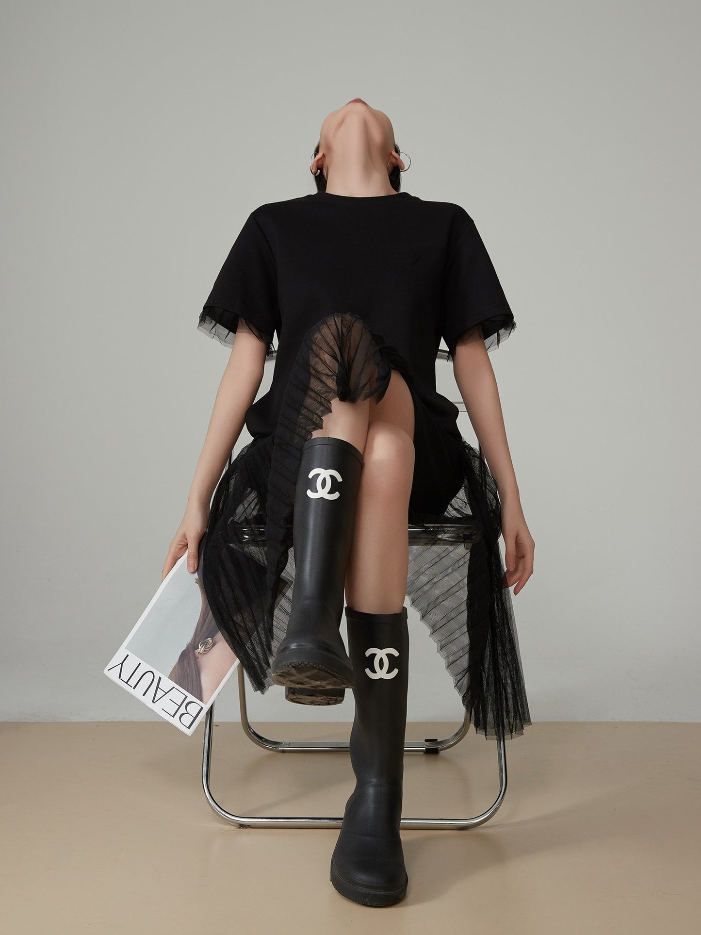 Mesh Short-Sleeve T-Shirt Dress FER0073