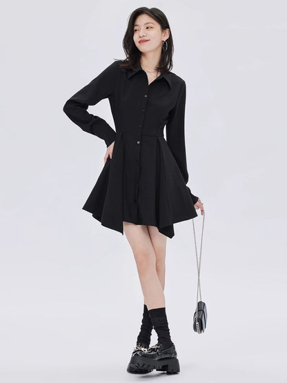 Fitted Long-Sleeve Shirt Mini Dress SHN0056