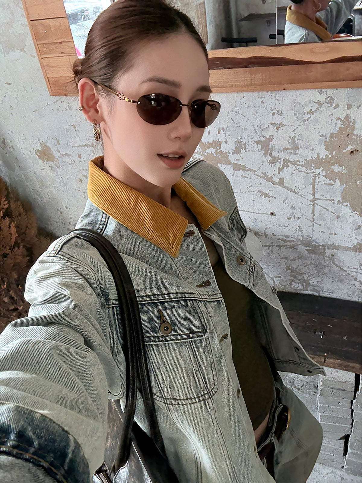Color-Block Lapel Denim Jacket WWP0002