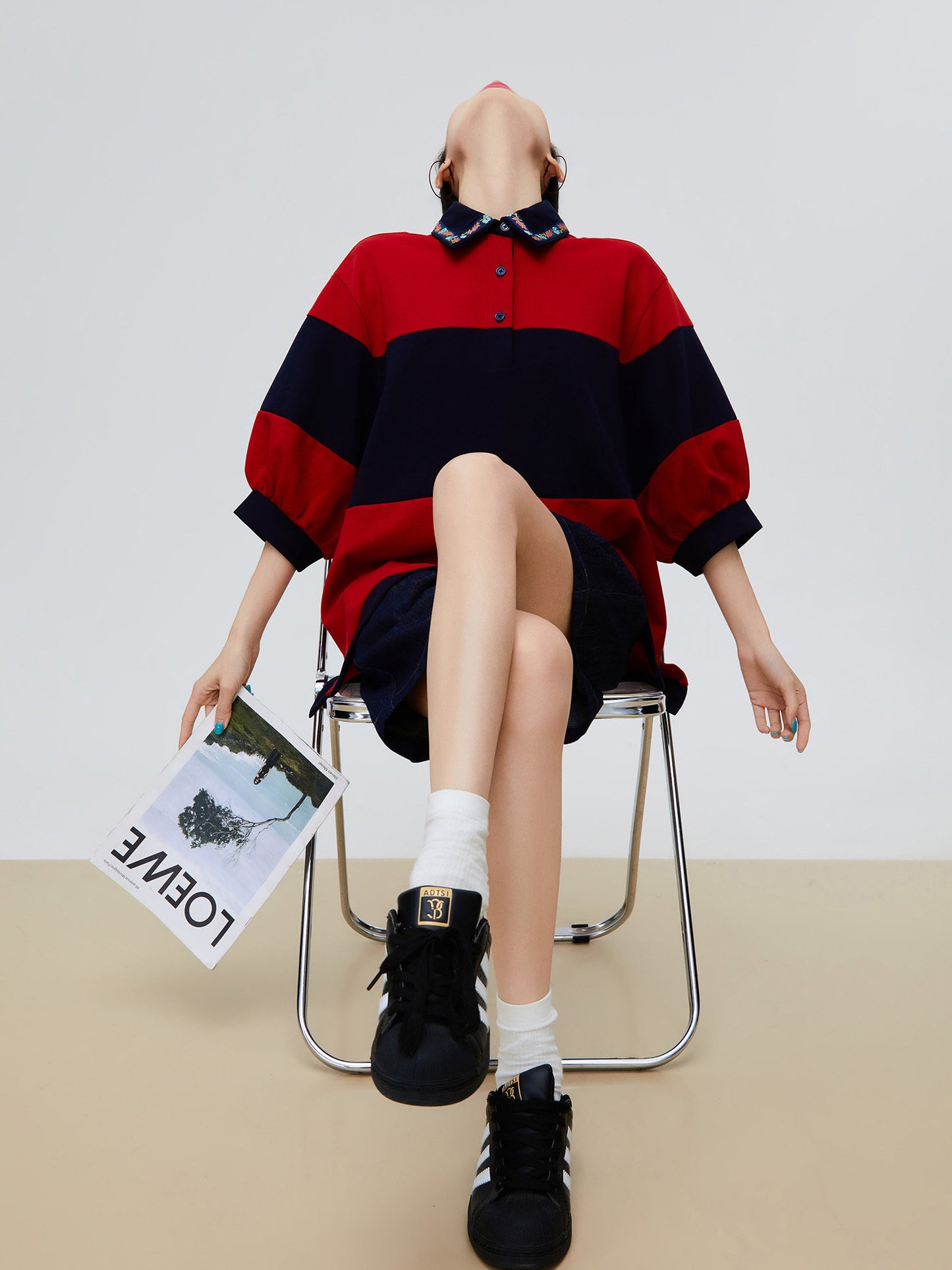 Oversized Polo Shirt Knit FER0255
