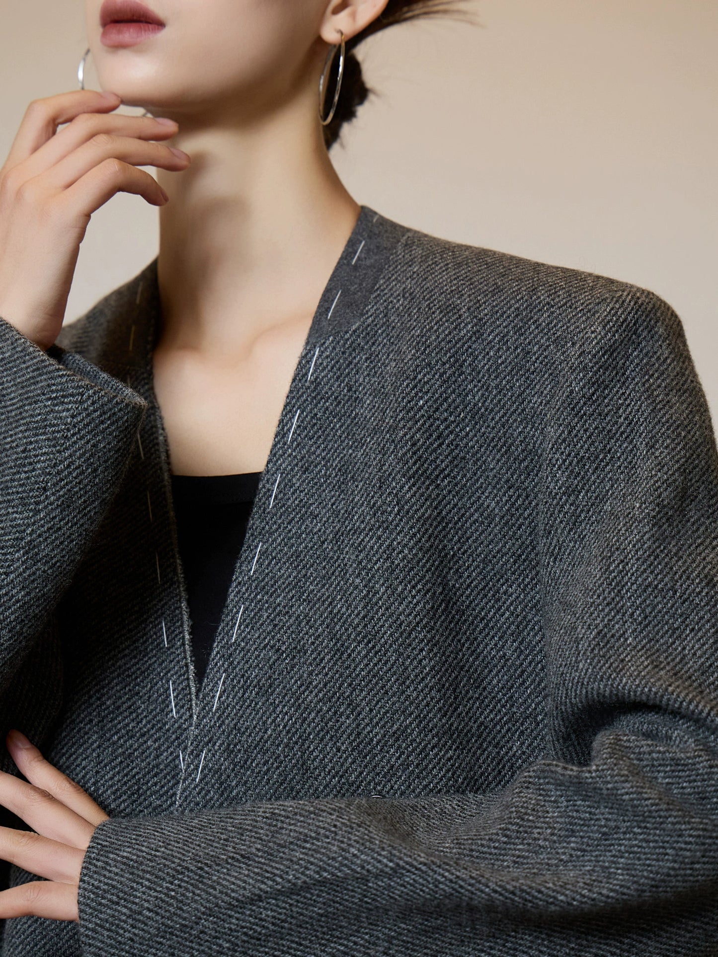 No Collar Short Coat SUY0008