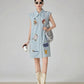 Patchwork Sleeveless Denim Shirt Dress FER0204
