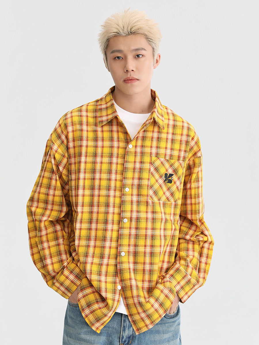 Paid Loose Long-Sleeve Shirt / Washed Straight Jeans KIP0009