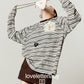 White Striped Long-Sleeve T-Shirt LLA0656