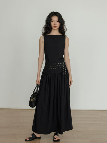 Sleeveless Belt Long Dress VAS0112