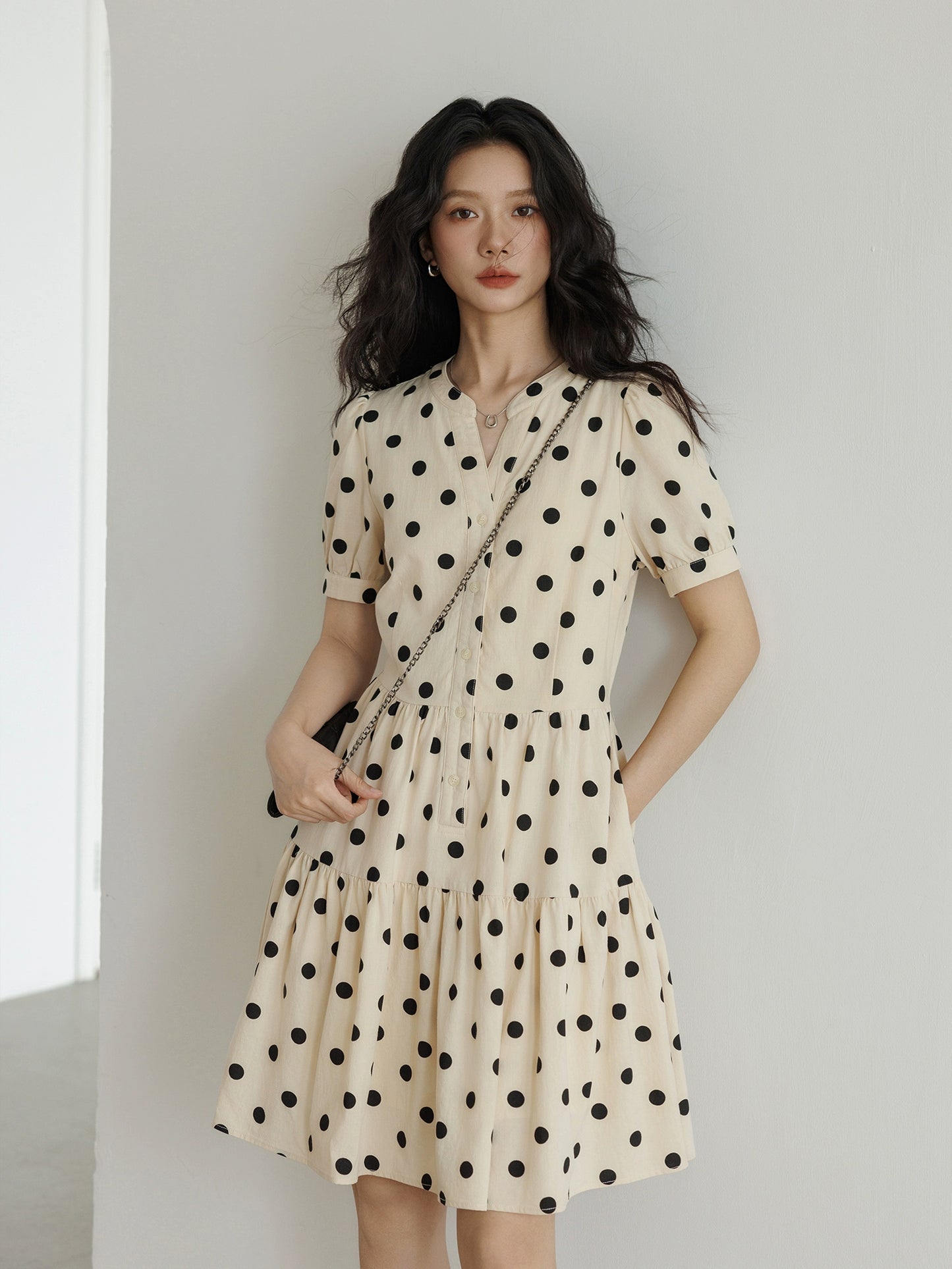 Polka Dot Tiered Dress VAS0105