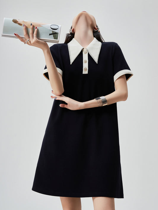 Color-Block Design Polo Dress FER0217