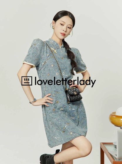 Denim Fabric Cheongsam LLA0082