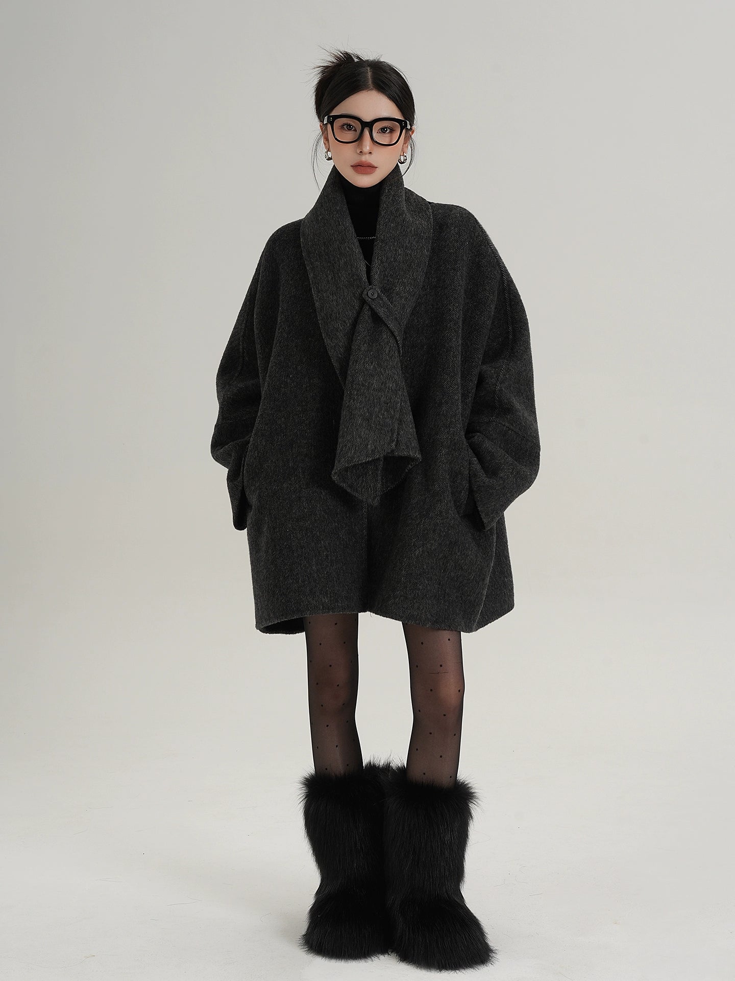 Collarless Wool Coat SRS0367