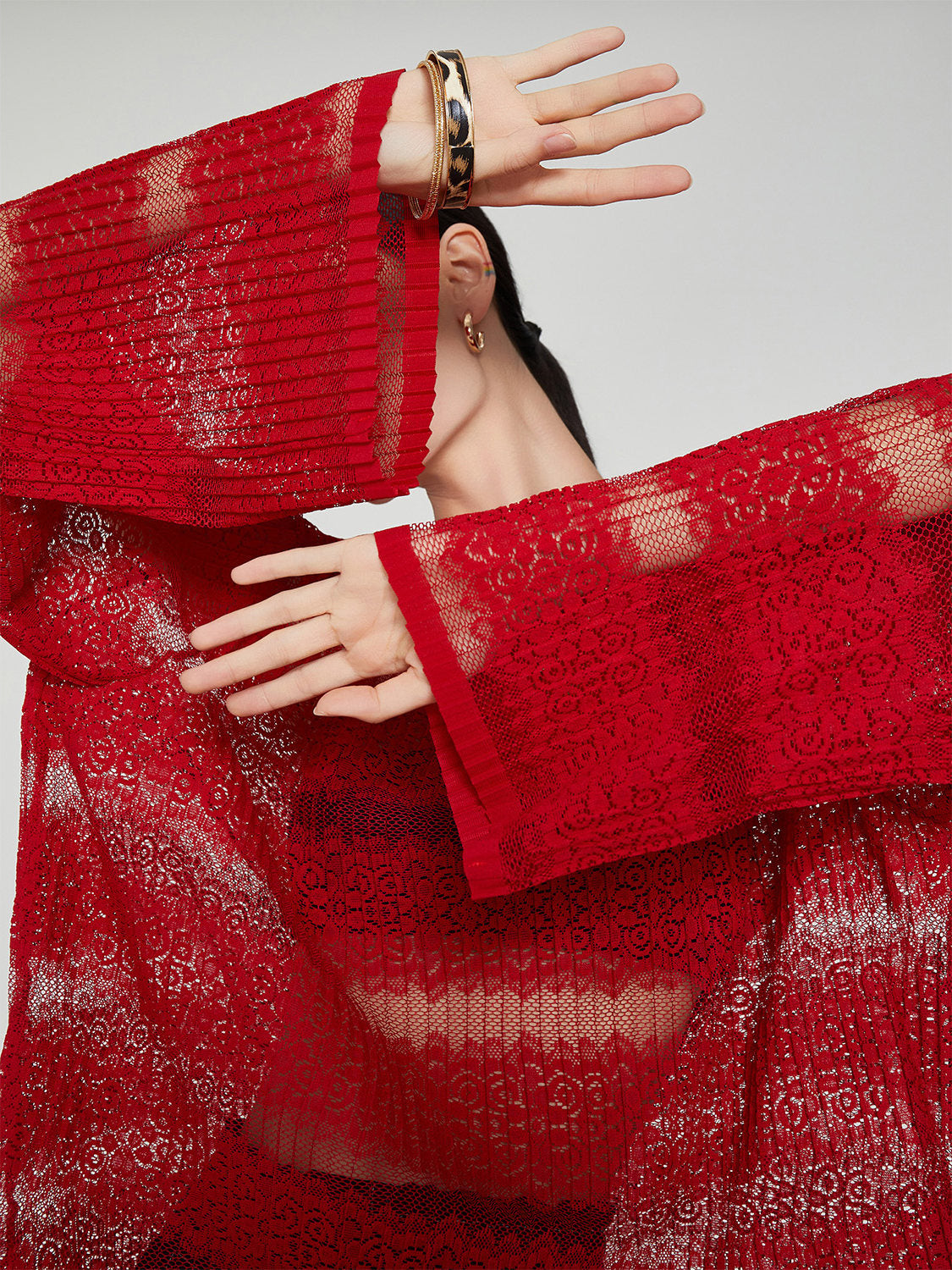 Multi-Border Openwork Oversized Knit FER0364