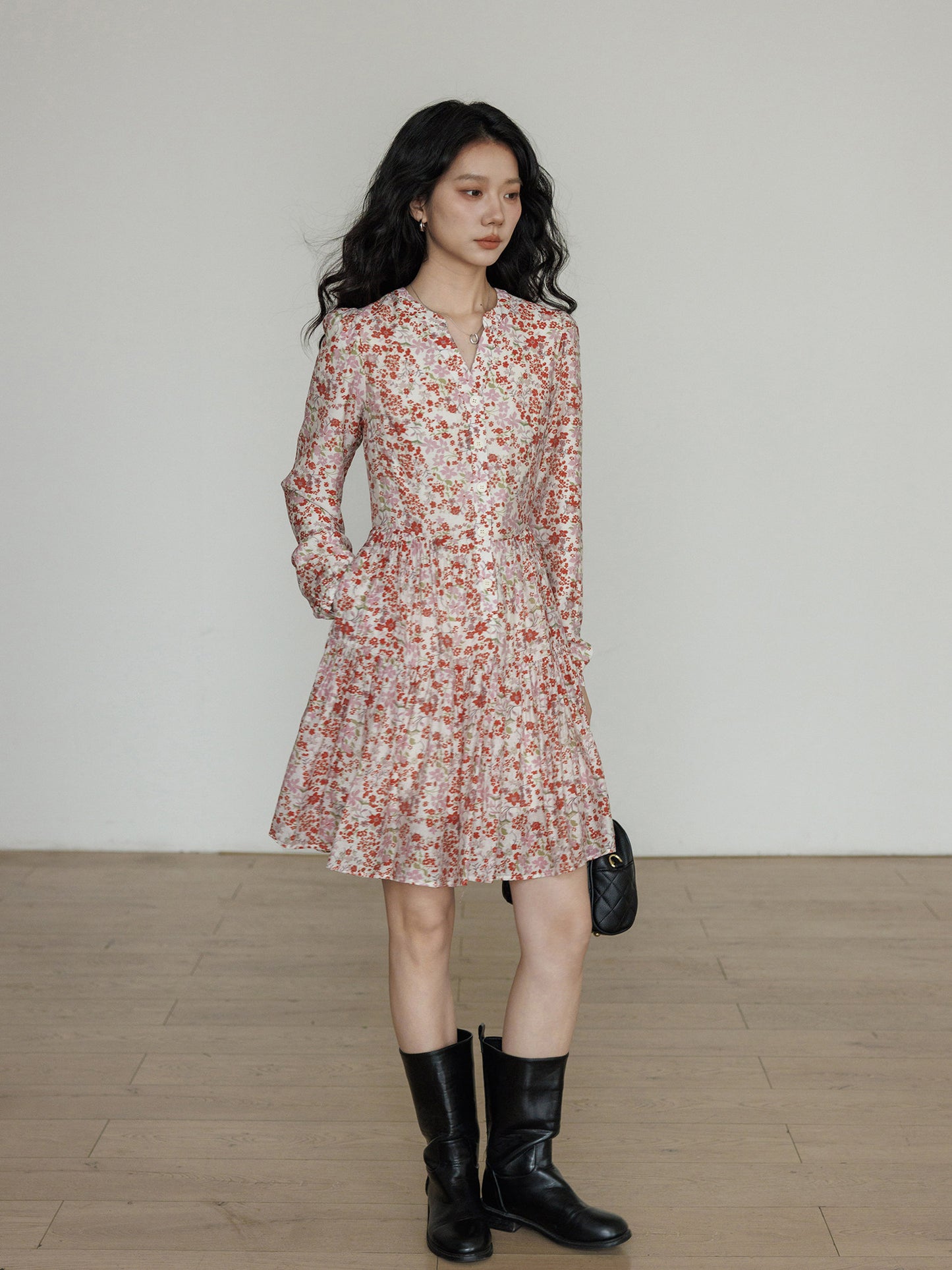 V-Neck Floral Dress VAS0193