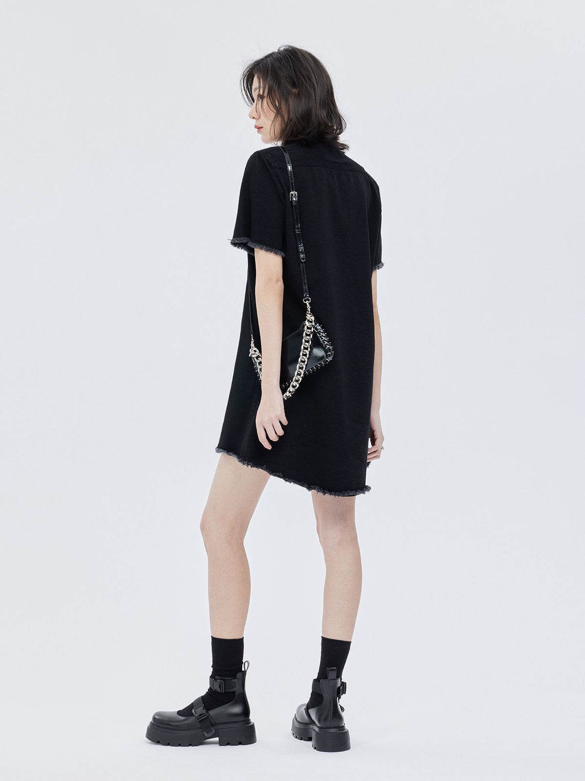 Polo Collar Embroidered Shirt Dress SHN0005