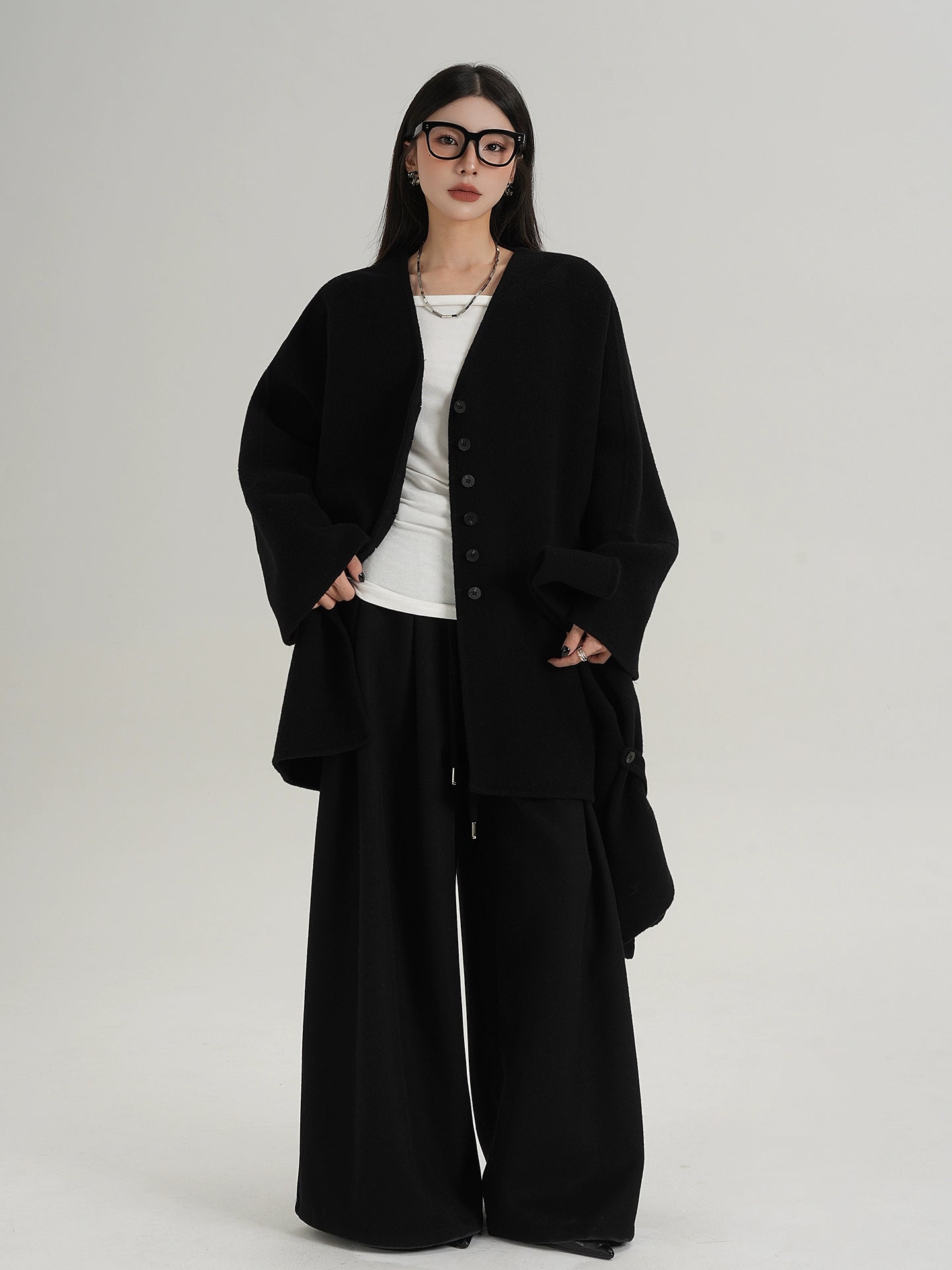 Collarless Wool Coat SRS0367