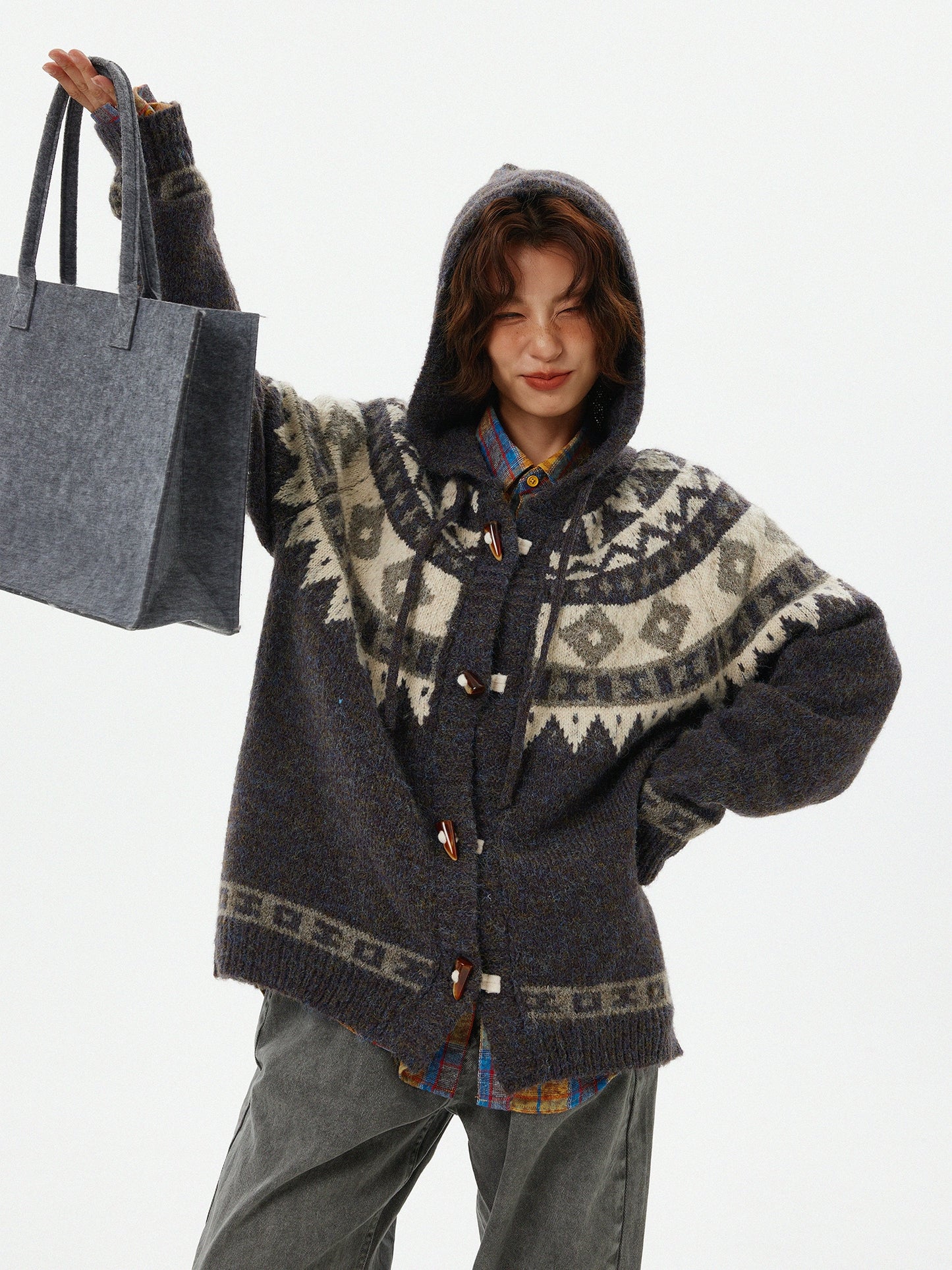 Nordic Duffle Button Knit Cardigan HGX0039