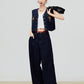 Palm Tree Embroidered Denim Vest / Wide Pants FER0303