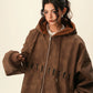 Oversized Suede Zip Hoodie BWA0007