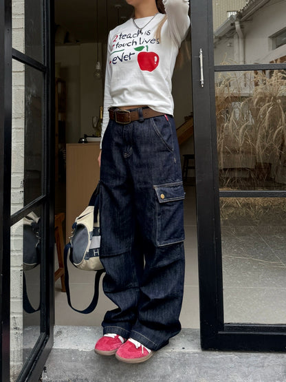 Wide Denim Cargo Pants CYE0078