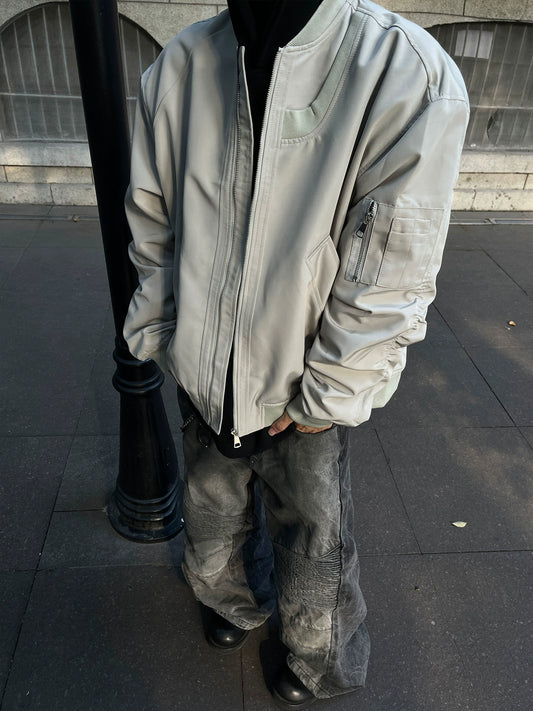 Leather MA-1 Bomber Jacket FLG0010