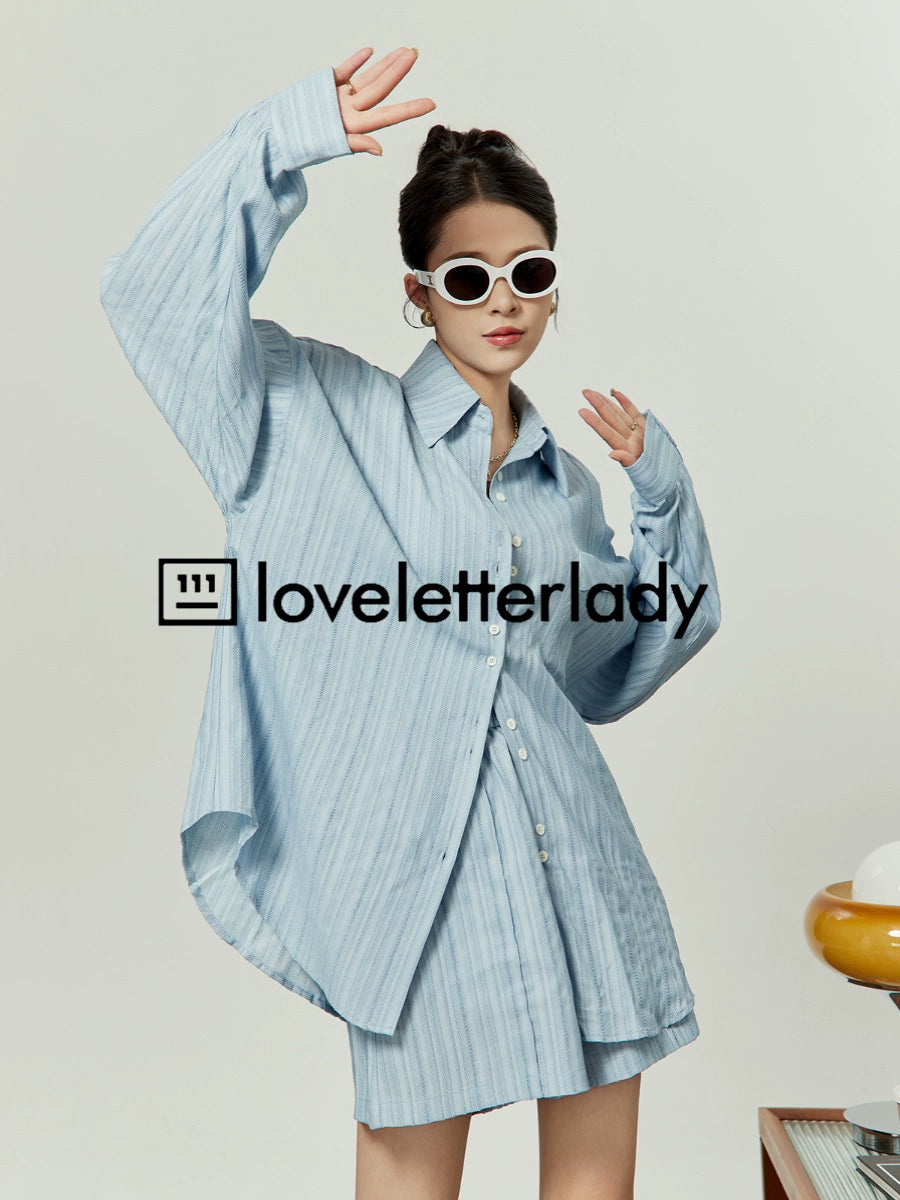 Light Blue Stripe Shirt / Loose Shorts LLA0055