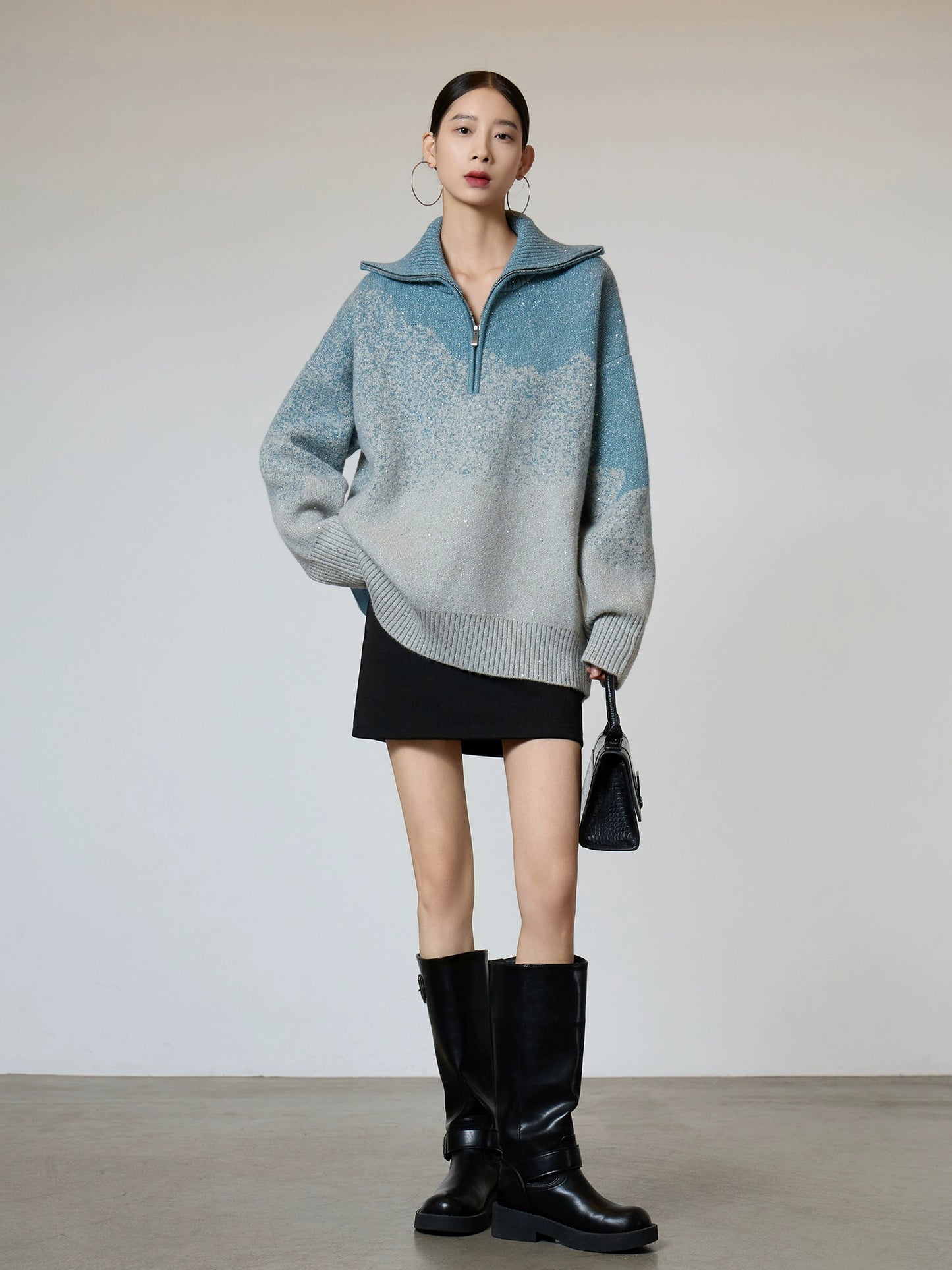 Half-Zip Gradient Knit Top SUY0006