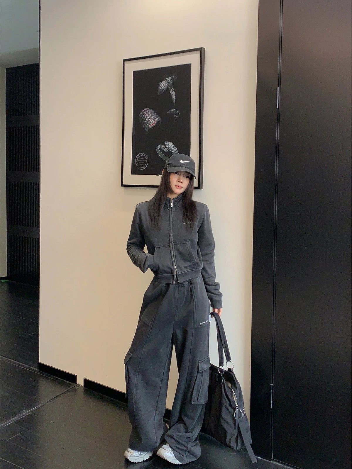 Vintage Double Zipper Jacket / Cargo Track Pants YLS1054