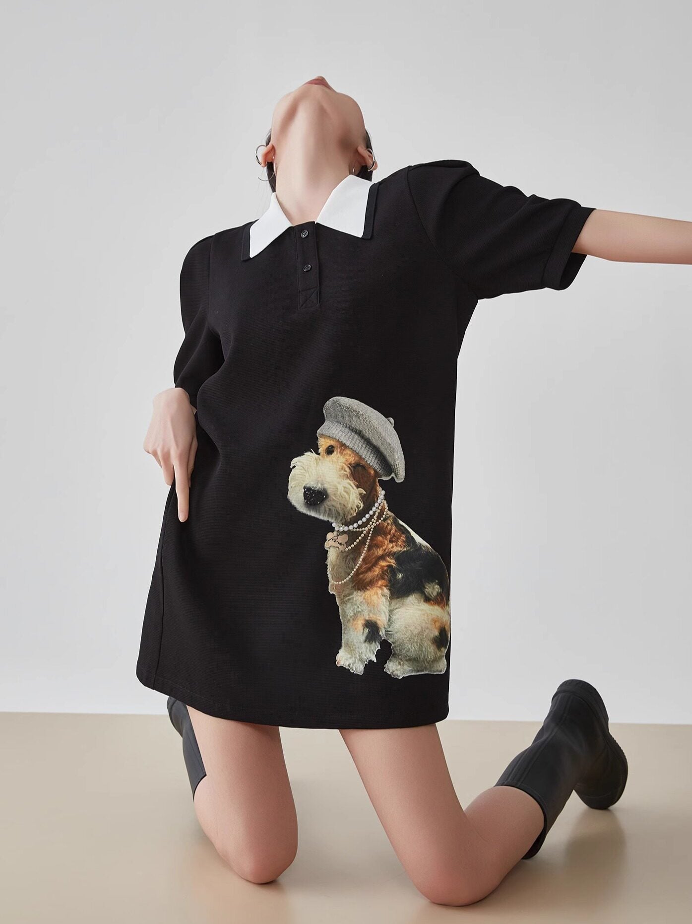 Dog Graphic Polo Dress FER0202