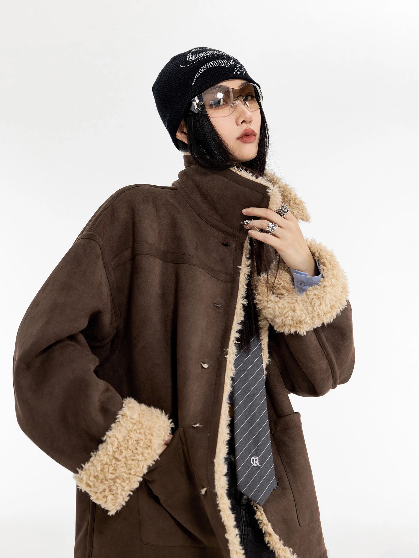 Stand Collar Mouton Coat ICM0106