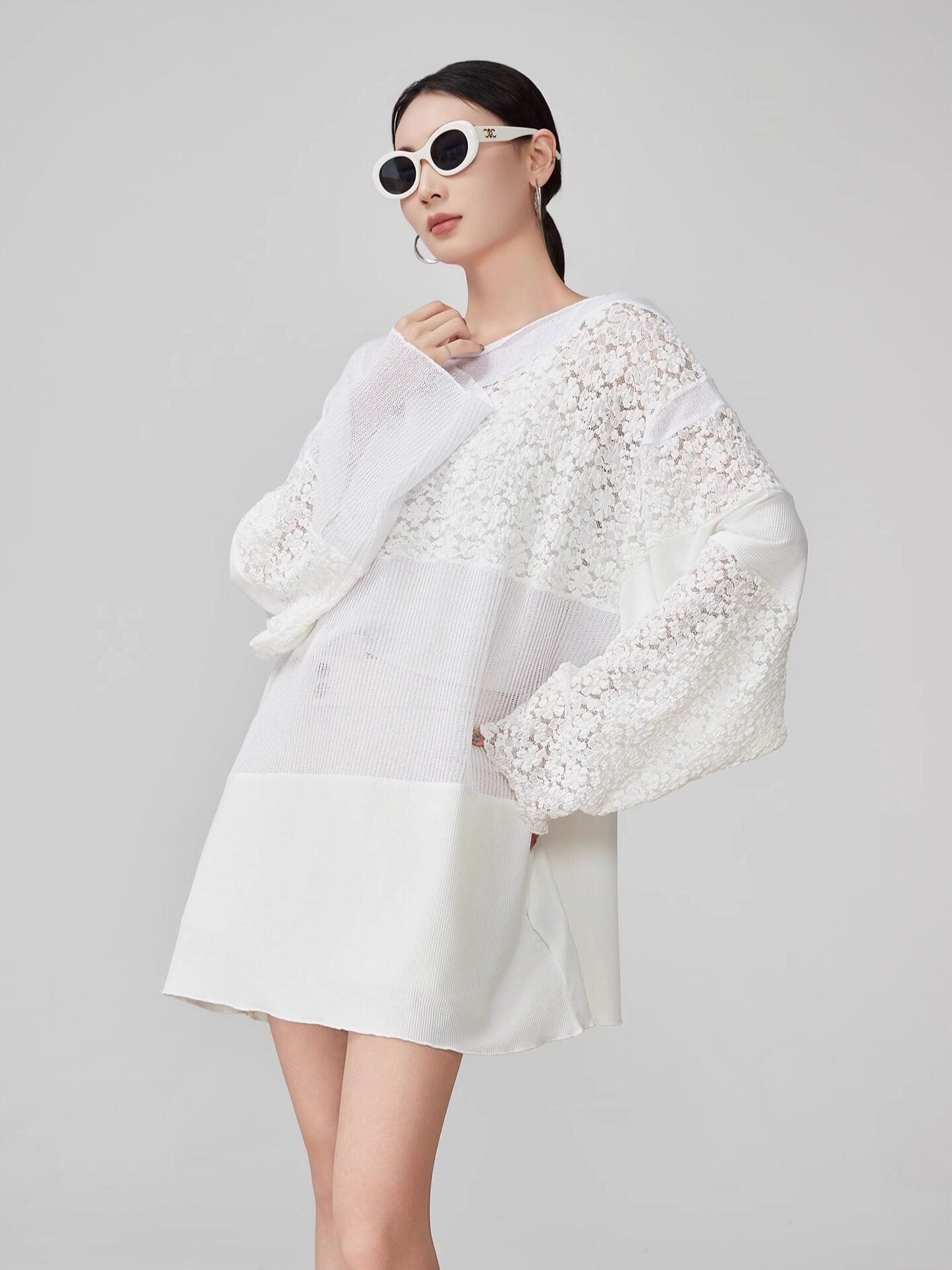 Patchwork-Style Lace Switch Tunic FER0266