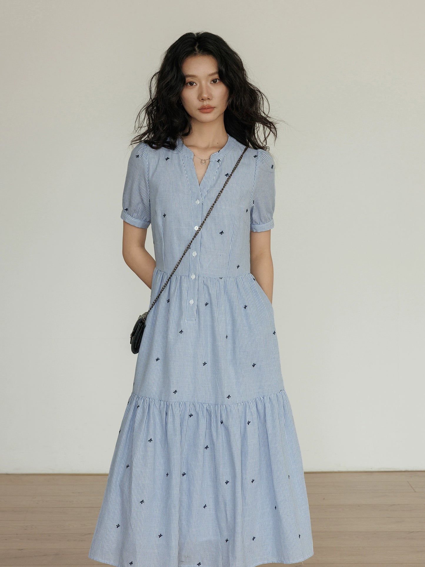 Ribbon Embroidered Sleeveless Long Dress VAS0094