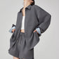 Gray Collared Long-Sleeve Shirt / Shorts FER0064