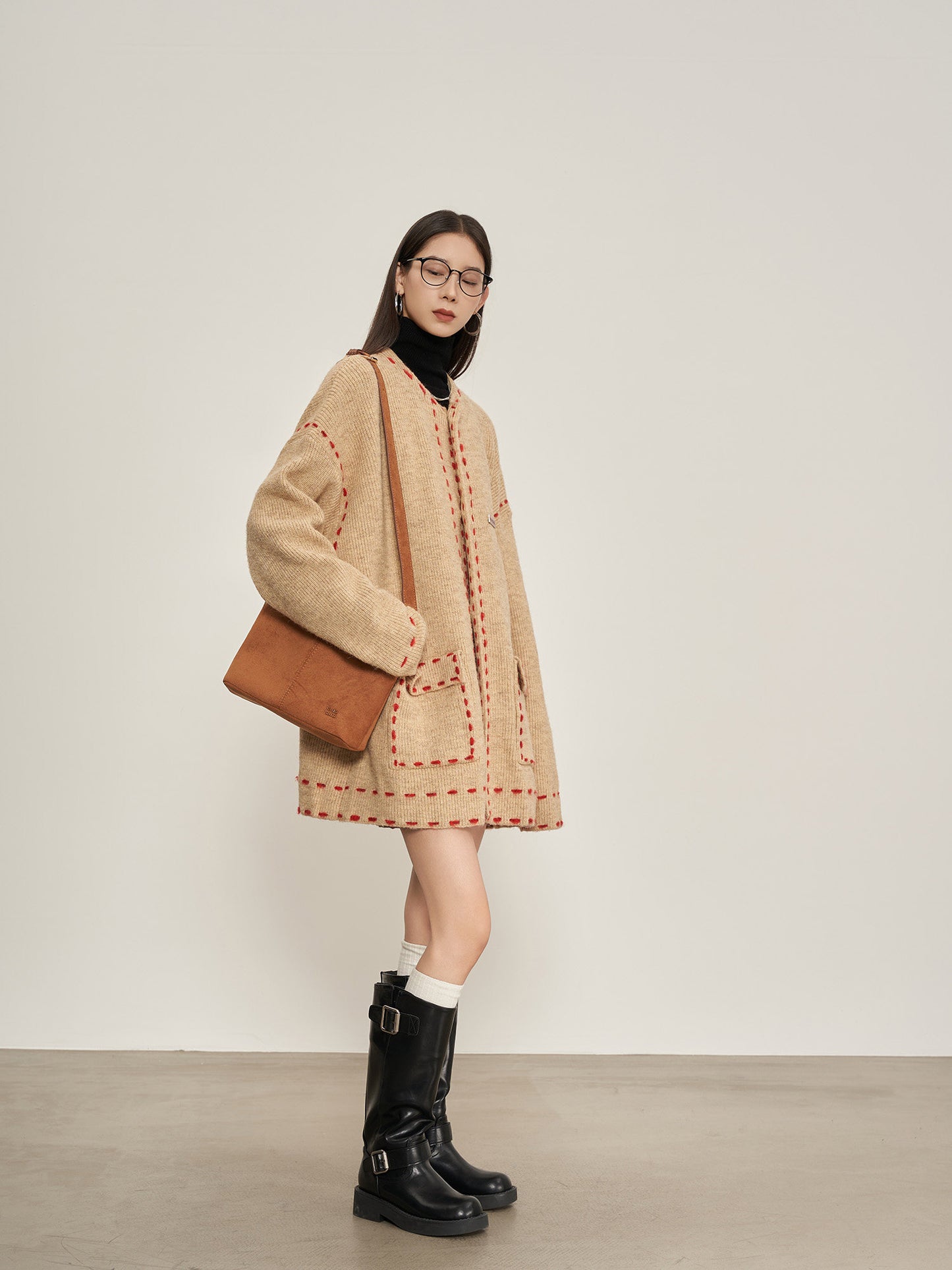 Stitched Embroidery Knit Cardigan SUY0034