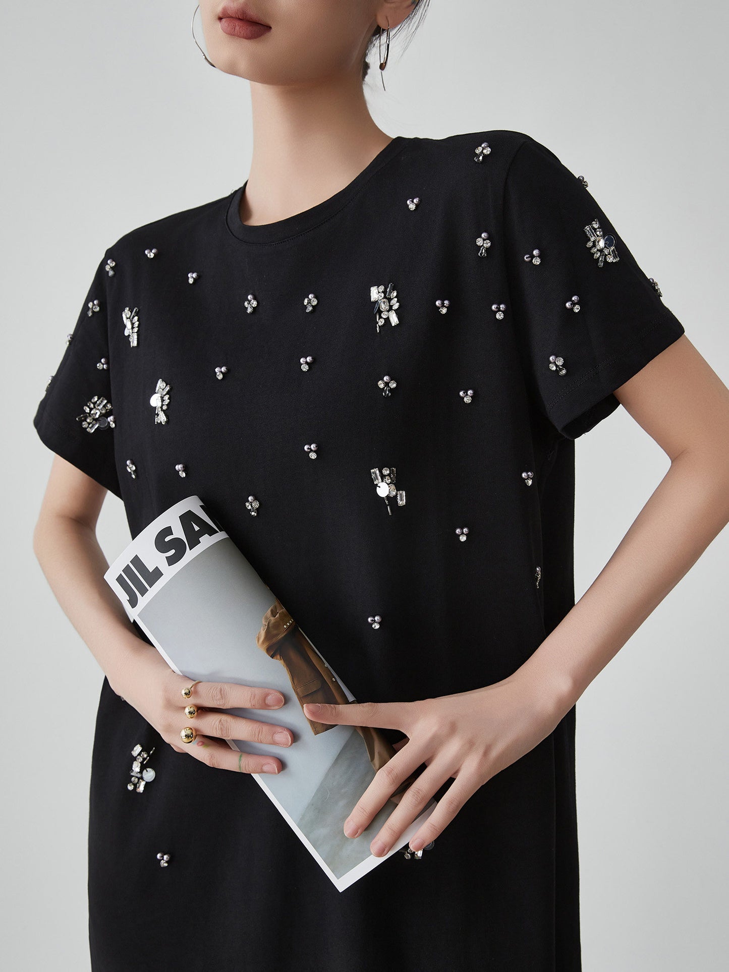 Bijou Flower Embroidery T-Shirt Dress FER0200