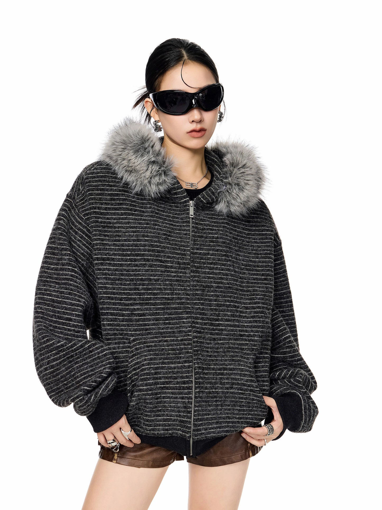 Thin Stripe Zip Hoodie ICM0118