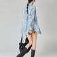 Denim Long-Sleeve Shirt / High-Waisted Shorts FER0076