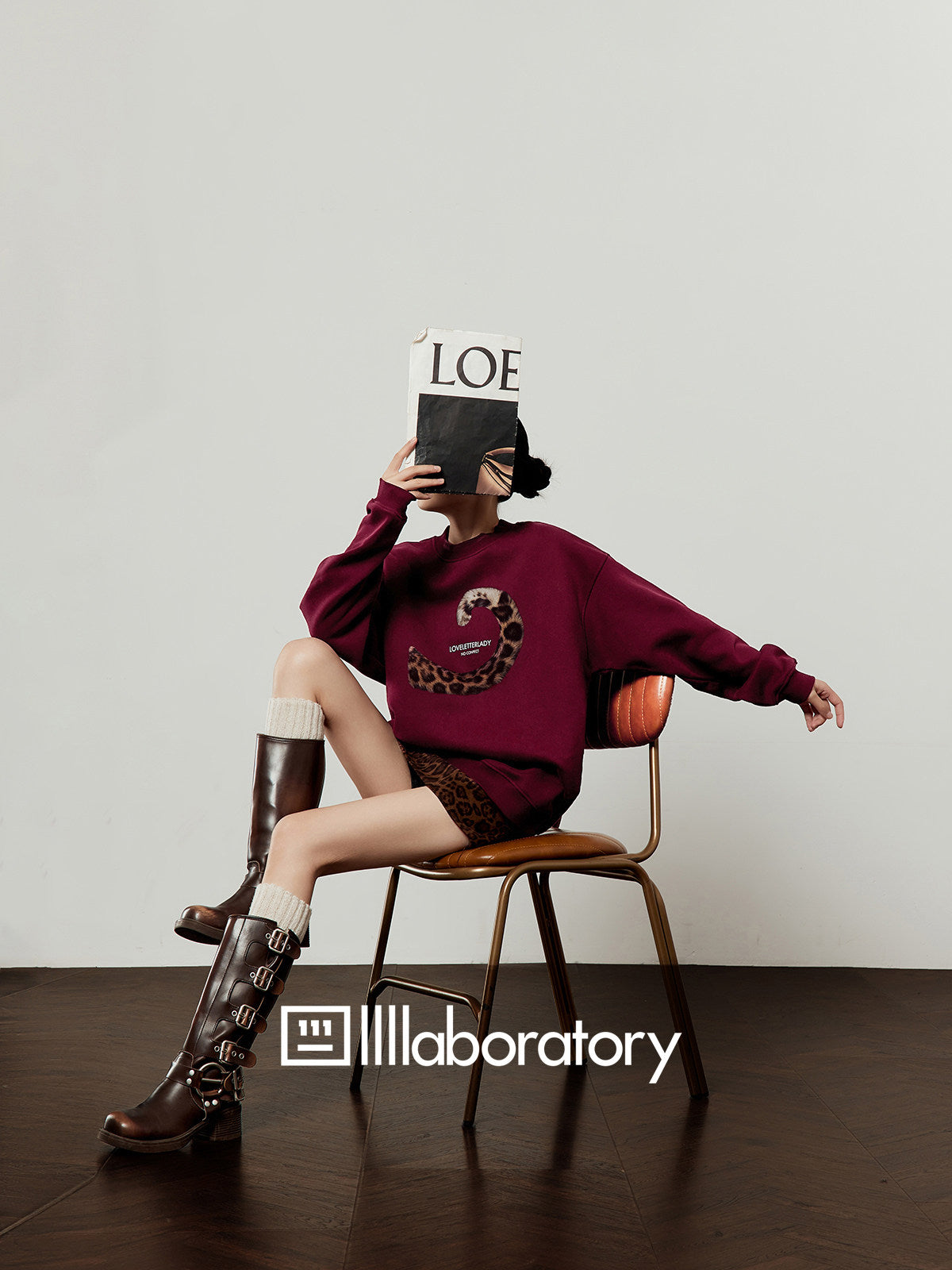 Tiger Tail Sweatshirt / Leopard Mini Skirt LLA0635