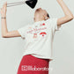 Graphic Short-Sleeve T-Shirt / Polka Dot Mini Skirt LLA0650